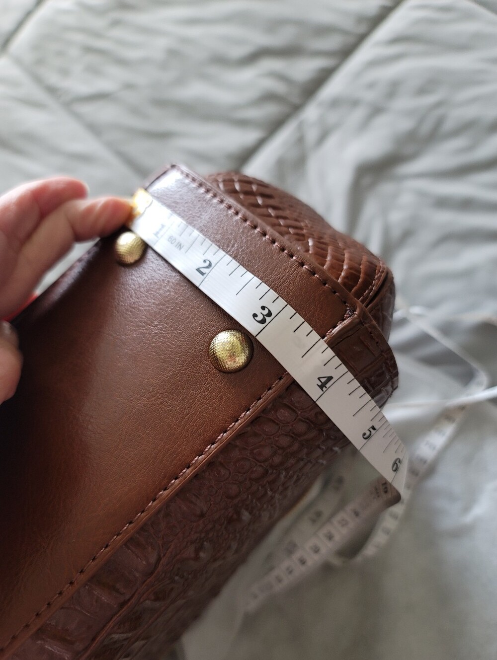 Genuine Leather Croc‑Embossed Top Handle Bag – NWT – Crossbody Strap Inc - Picture 12 of 12
